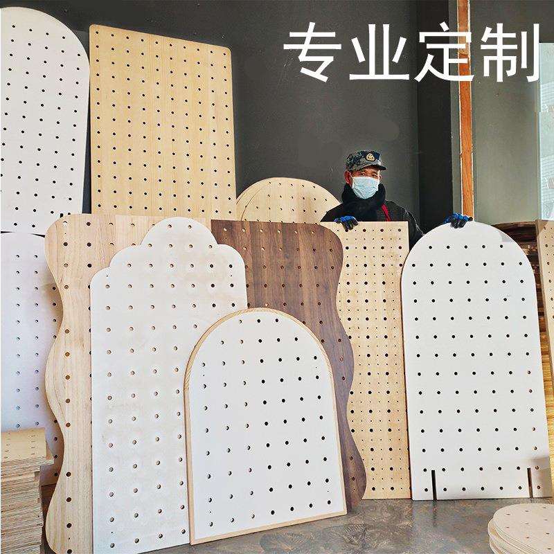 实木洞洞板定 制尺寸定 做入户玄关木板墙上挂板墙面墙上置物架木