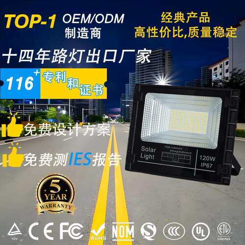 跨境太阳能投光灯热销带电显泛光灯LED太阳能庭院solar light