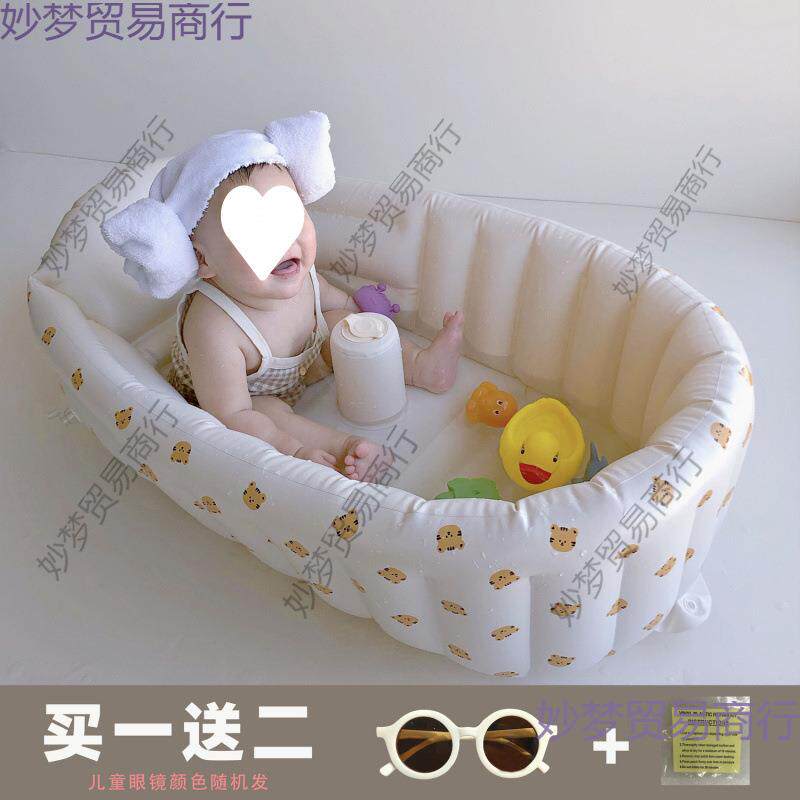 婴儿便携洗澡盆宝宝家用幼儿可坐躺折叠浴盆充气泡澡盆