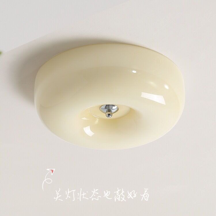 全光谱护眼奶油布丁吸顶灯法式复古浪漫书房过道简约中古玻璃灯