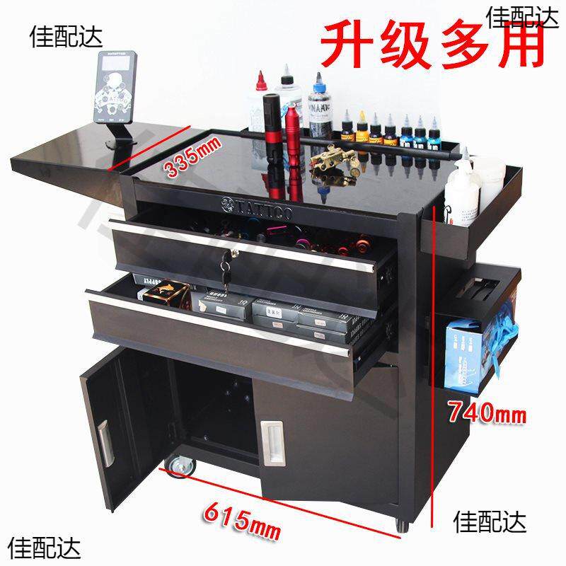 纹身工作台升级刺青工具车抽屉式小手推车柜子移动滚轮操作台面