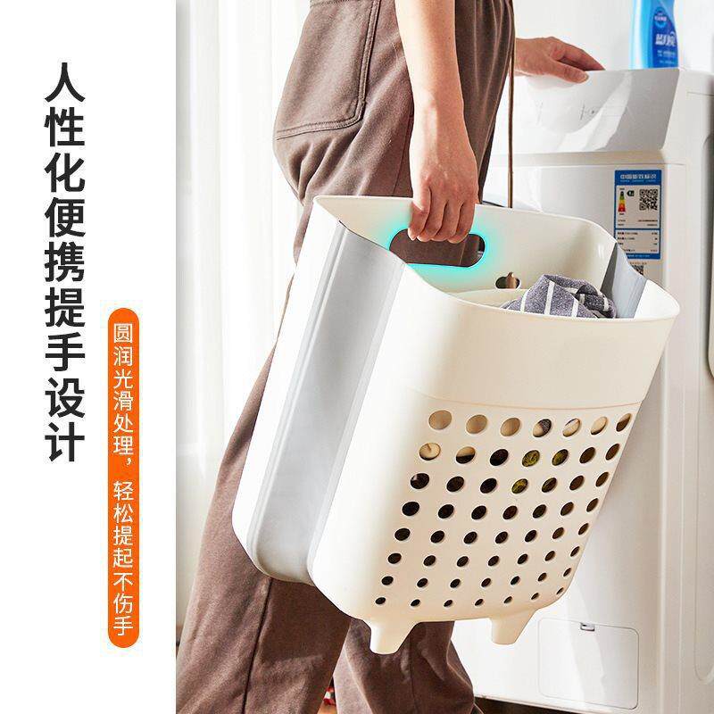 加厚日式折叠脏衣篮塑料脏衣服收纳筐挂壁式洗衣篮卫生间脏衣篓