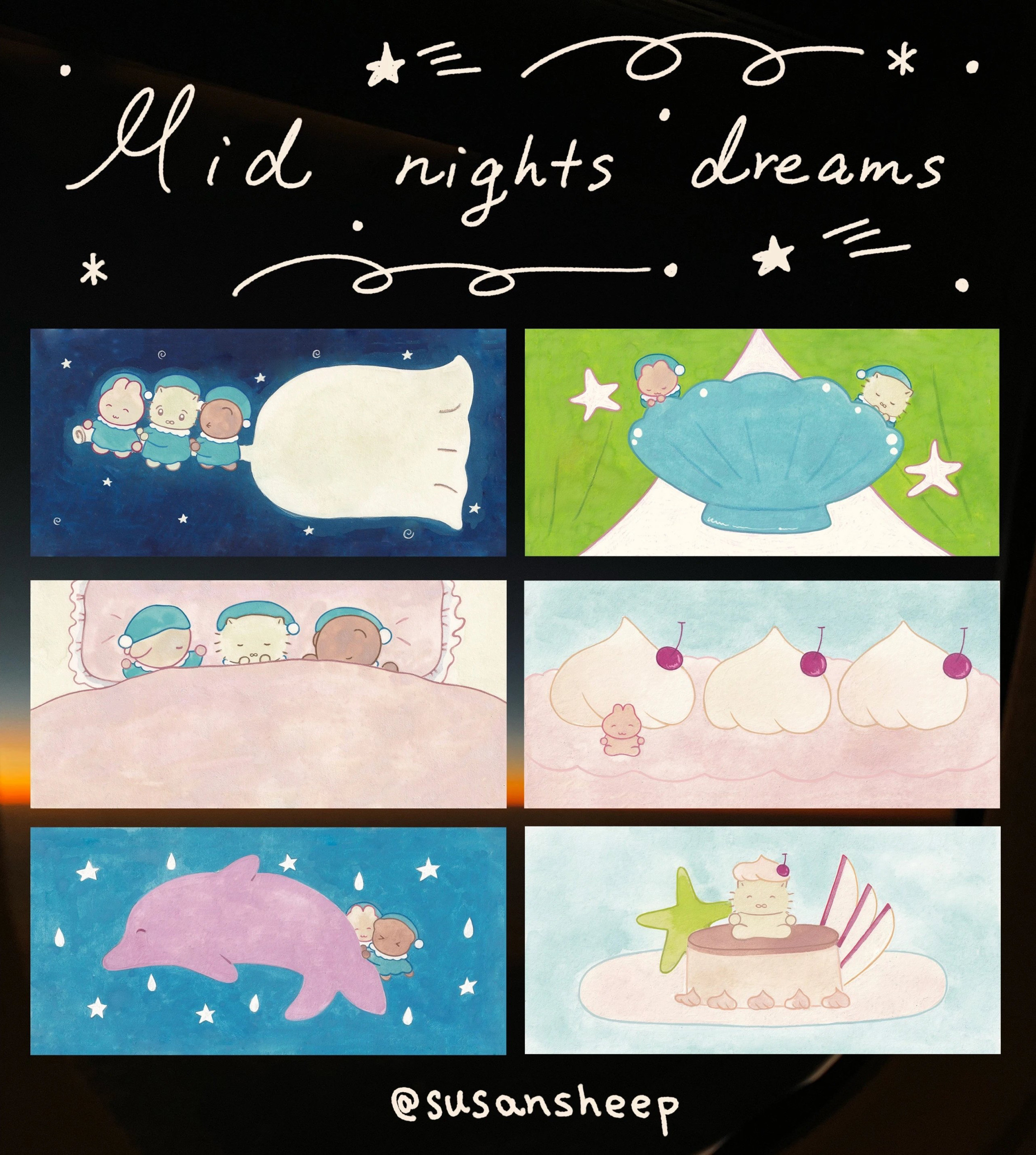 thumbnail for Sticky notes are divided into susansheep midnight dreams notebook collage materials