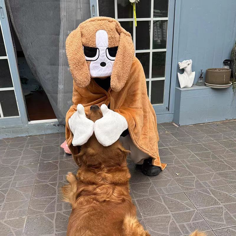 比格多栋毯子懒h人连帽毛毯办公室午睡斗篷女宿舍学生午休披风毯