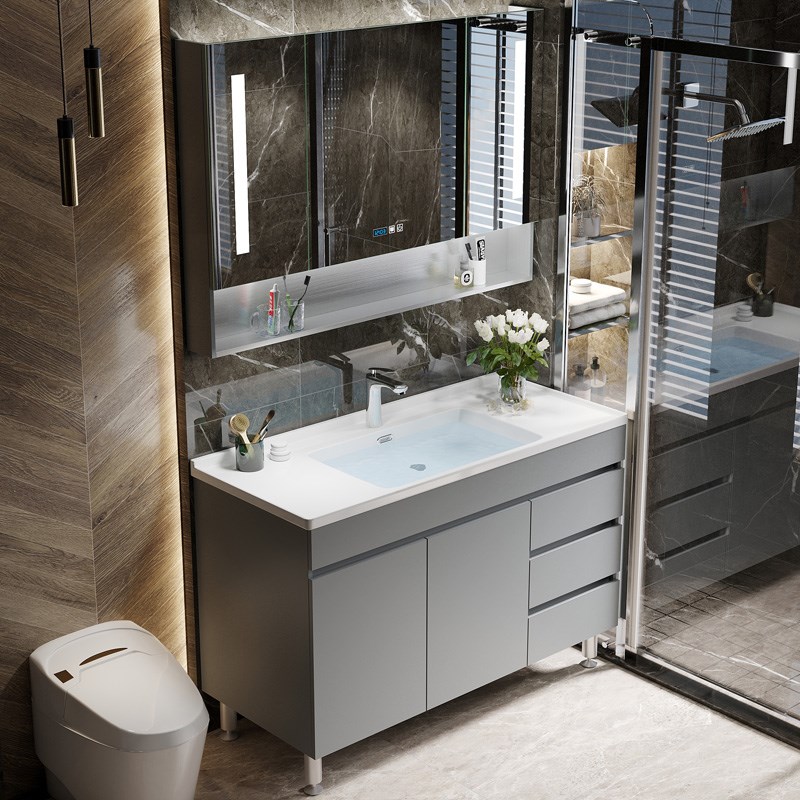 304不锈钢浴i室柜组合陶瓷盆一体智能洗脸洗手面盆池卫生间洗漱台