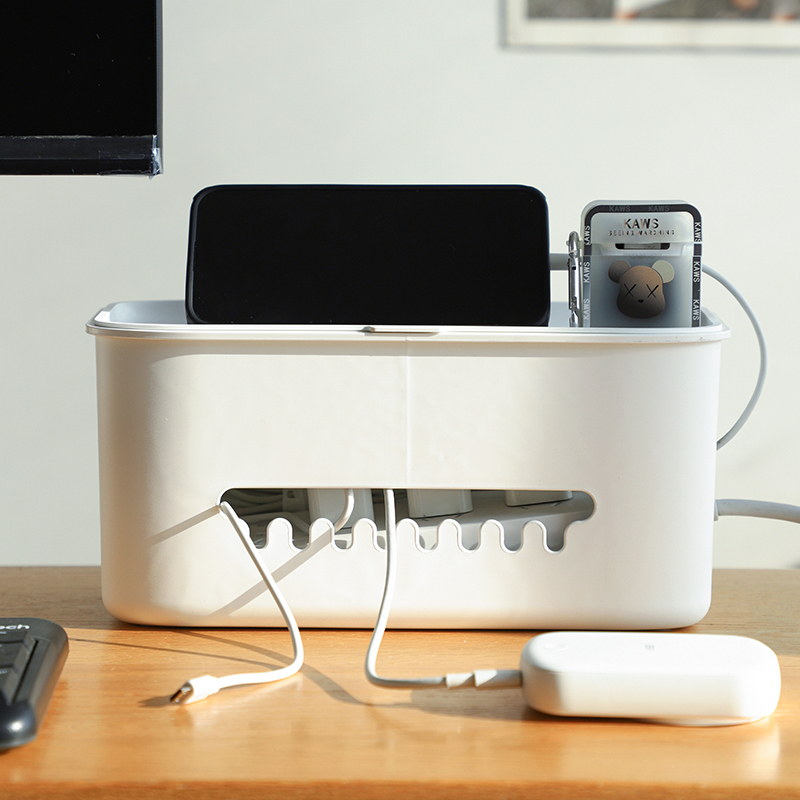 插排电线固定插座排插墙上理线器置物架网线走线神器充电线收纳盒