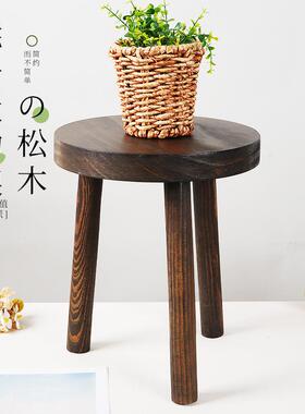 简约落地花底座花台圆形实木绿萝盆栽花架子室内大花盆托盘可移动