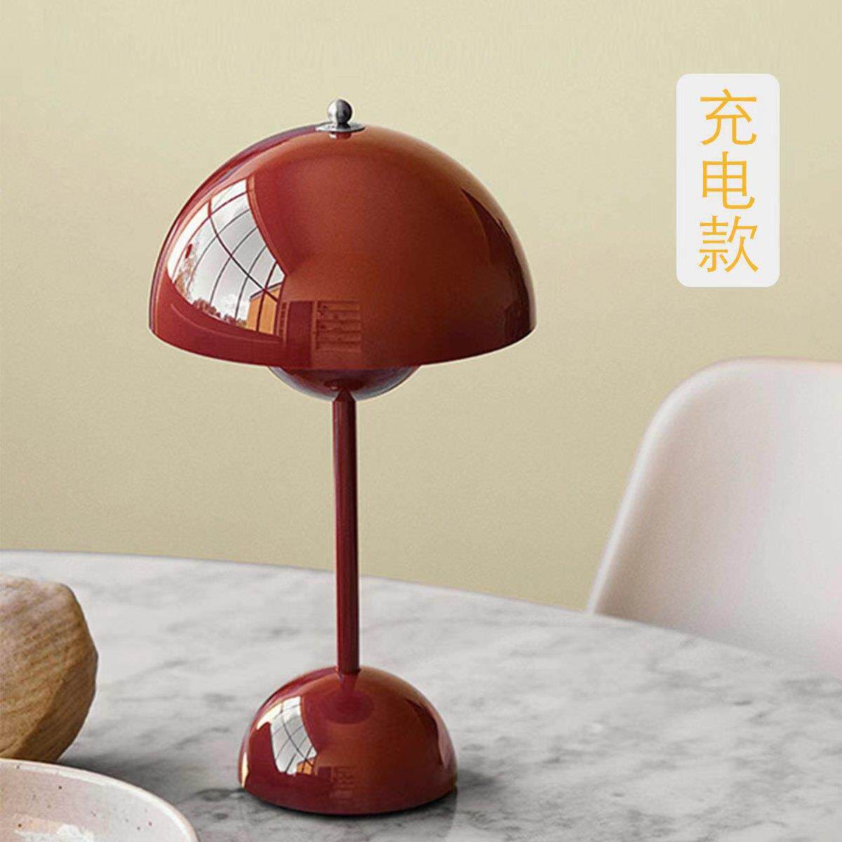 蘑菇台灯粉红色少女卧室蘑菇头床头小夜灯装饰书桌陪嫁中式复古灯
