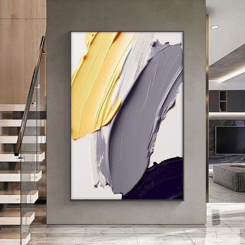 外贸纯手绘油画大副抽象北欧轻奢玄关餐厅客厅装饰画肌理油画