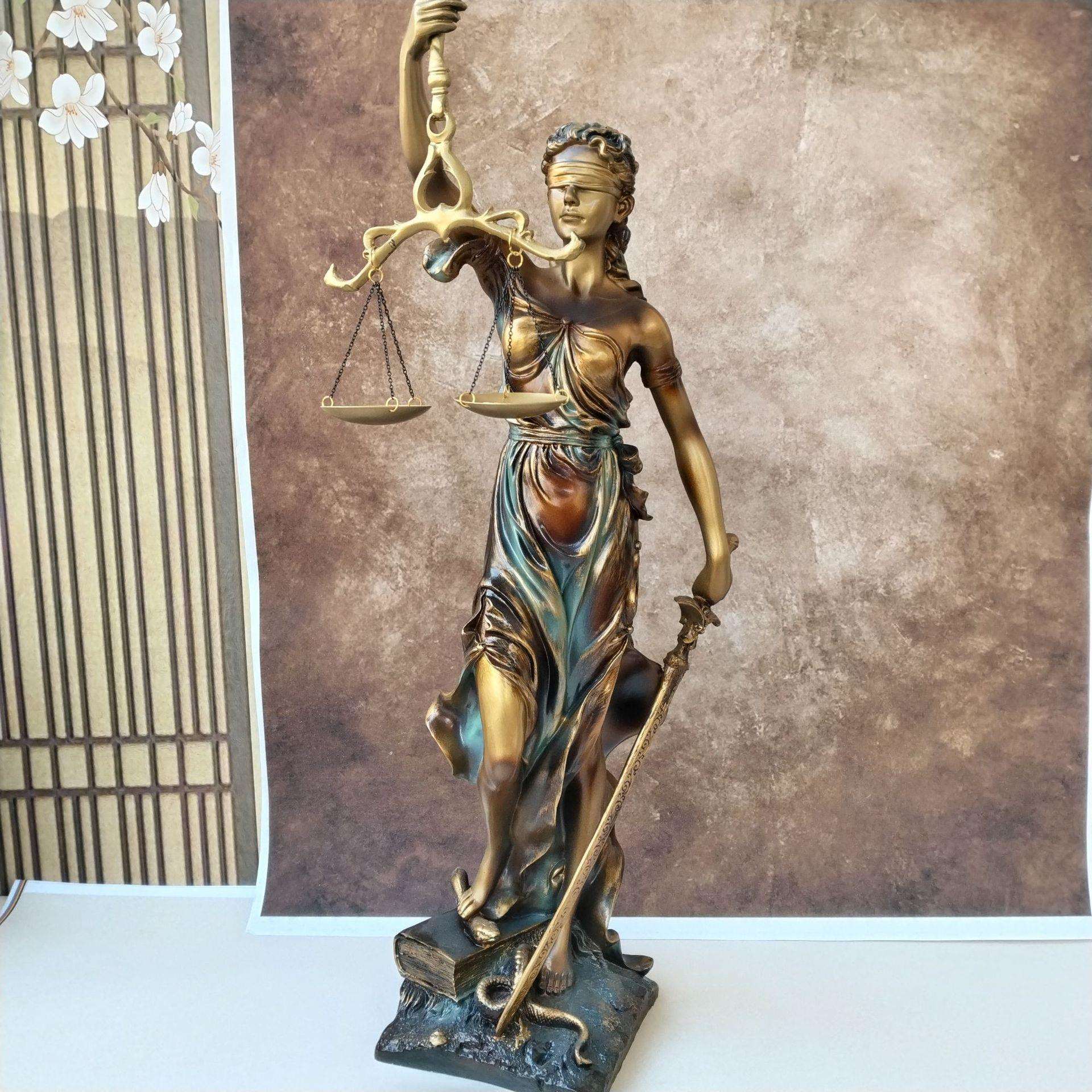 特大号正义女神雕塑欧式复古办公室客厅餐厅装饰高端树脂艺术摆件