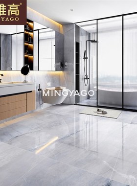 现代简约冷灰色大理石纹卫生间瓷砖600Fx1200厨房墙砖浴室防滑地