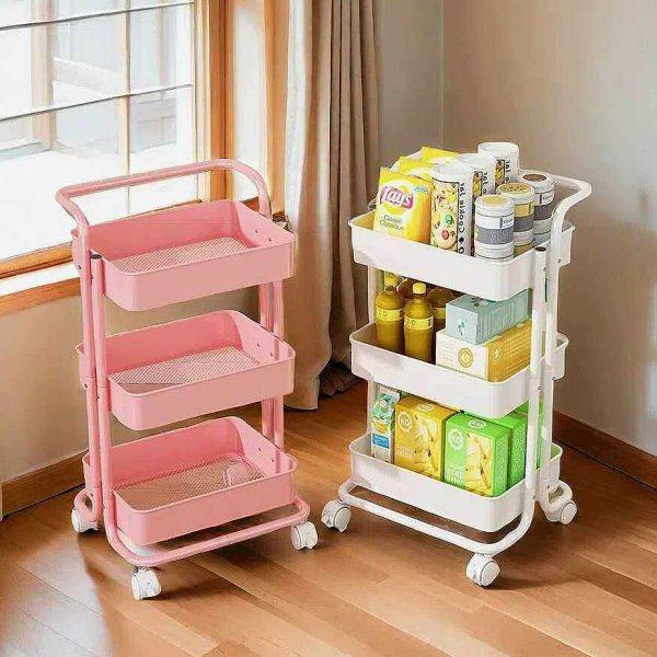 三层全金属置物架手推车防锈烤漆厨房客厅卫生间浴室储物收纳落地