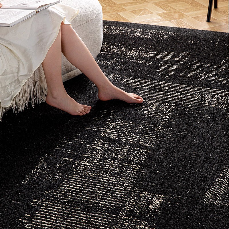 耐脏高级感羊毛地毯进口u混纺条纹客厅地毯极简轻奢卧室茶几垫子