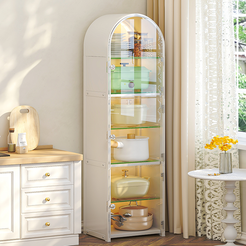 多层厨房置物架落地m柜子储物柜锅架收纳柜锅具电器带门夹缝置物