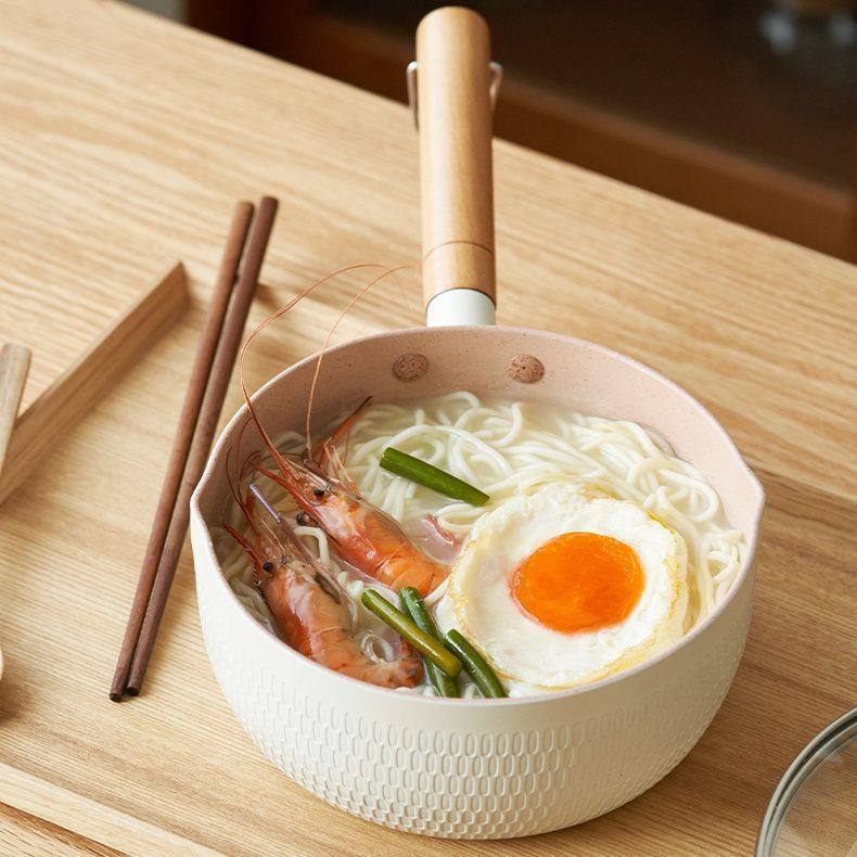 麦饭石奶锅不粘锅雪平锅牛奶锅泡面家用燃气电磁炉通用辅食煮