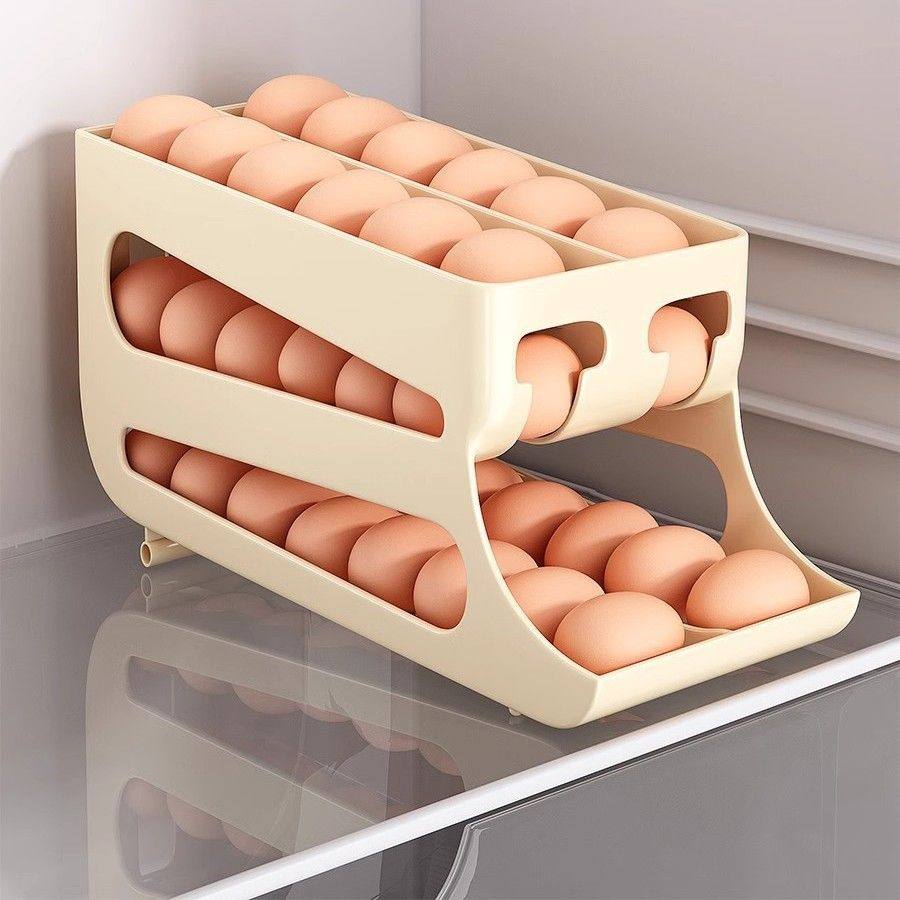 人气滚动滑梯式鸡蛋收纳盒 厨房双排斜口鸡蛋托 冰箱侧门整理,餐饮具,鸡蛋托,淘宝优惠券,粉丝福利购,淘宝优惠卷
