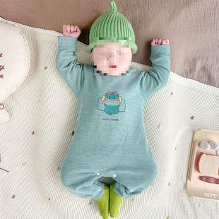 初生a类早秋季婴儿衣服0一3月新生儿哈衣宝宝小月龄宝宝连体衣冬