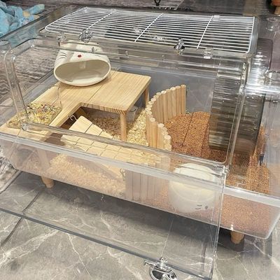 微瑕仓鼠金丝熊60基础笼子全透明超大透明半亚克力金丝熊半透明笼