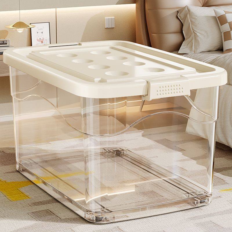 透明收纳箱大容量特大号超厚家用衣物棉被储物箱带轮收纳盒整理