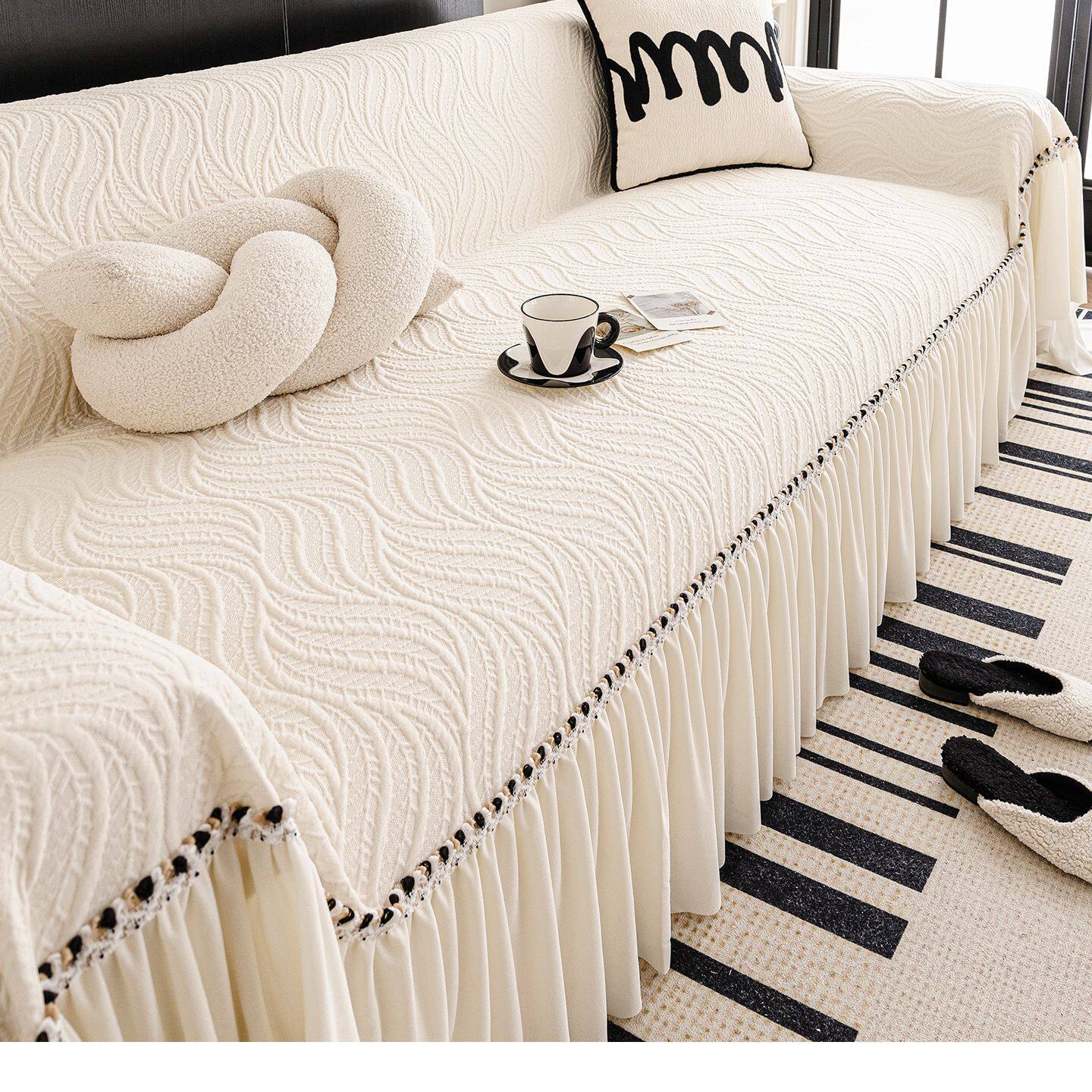 奶油风沙发盖布防猫抓防滑四季通用2025新款沙发巾一整张全盖坐垫