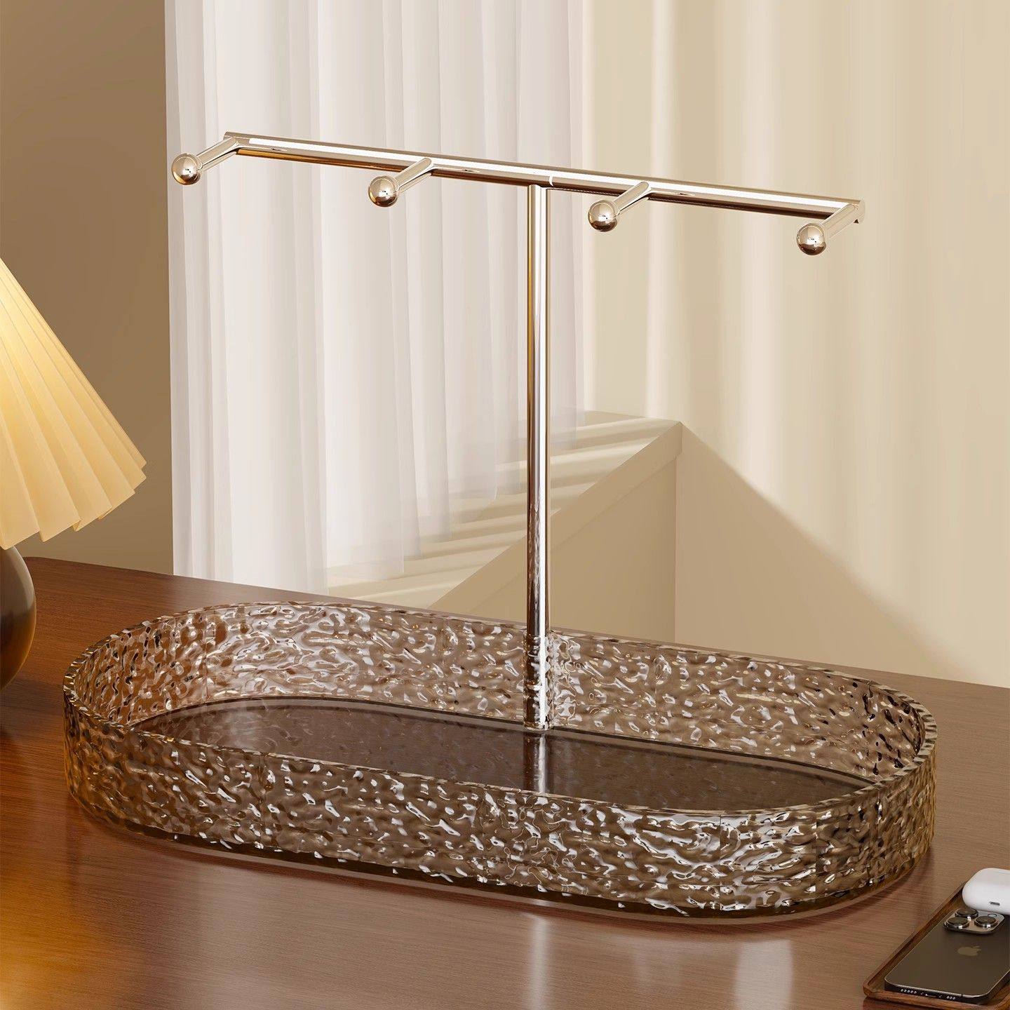 钥匙收纳盒玄关摆件入户门口桌面置物架客厅鞋柜子上首饰展示挂架