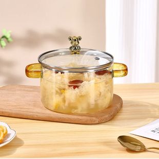 高硼硅玻璃炖锅可明火电陶炉家用透明炖汤专用耐高温小奶锅泡面碗