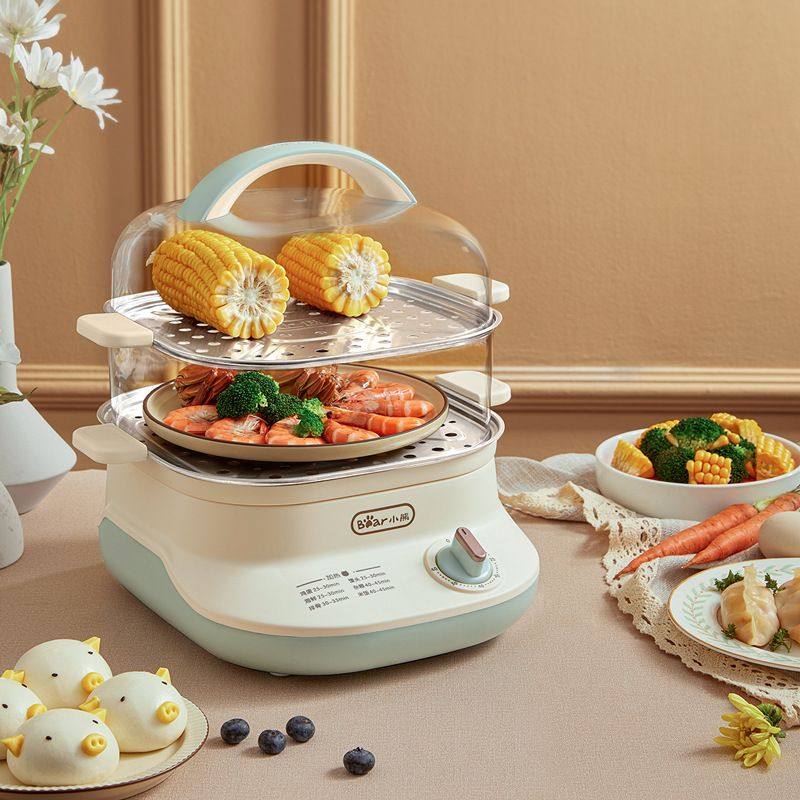 电蒸锅蒸蛋器家用双层6L大容量电热煮蒸箱锅带蒸盘两层快速加热,厨房电器,电蒸锅/台式电蒸箱/肠粉机,淘宝优惠券,粉丝福利购,淘宝优惠卷