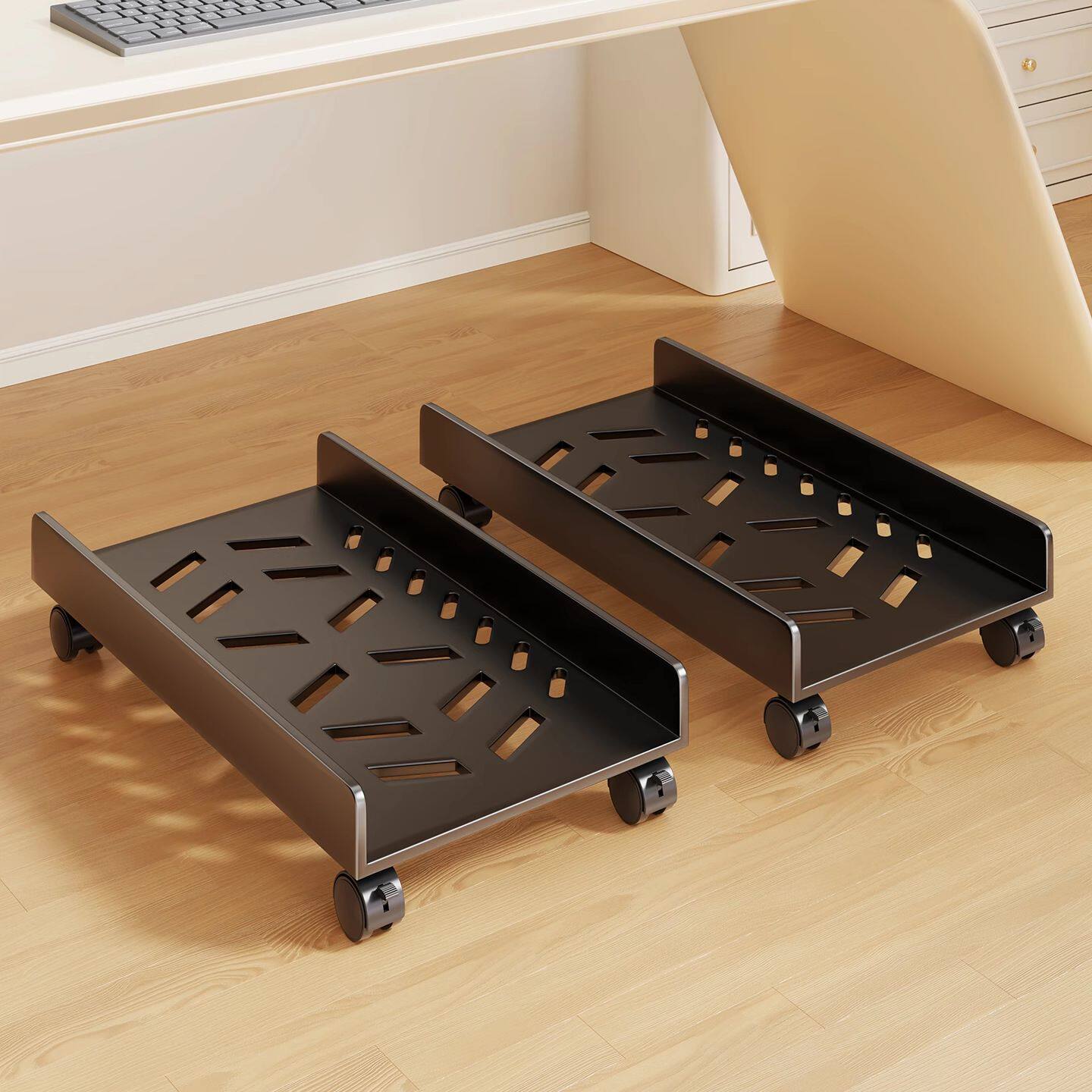 电脑主机托架家用办公可移动机箱支架桌下台式机带滑轮底座置物架