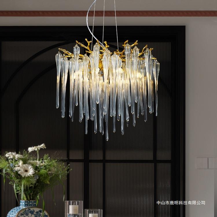 美式轻奢枝型水晶吊灯法式简约客厅卧室灯餐厅灯酒店别墅楼梯灯饰