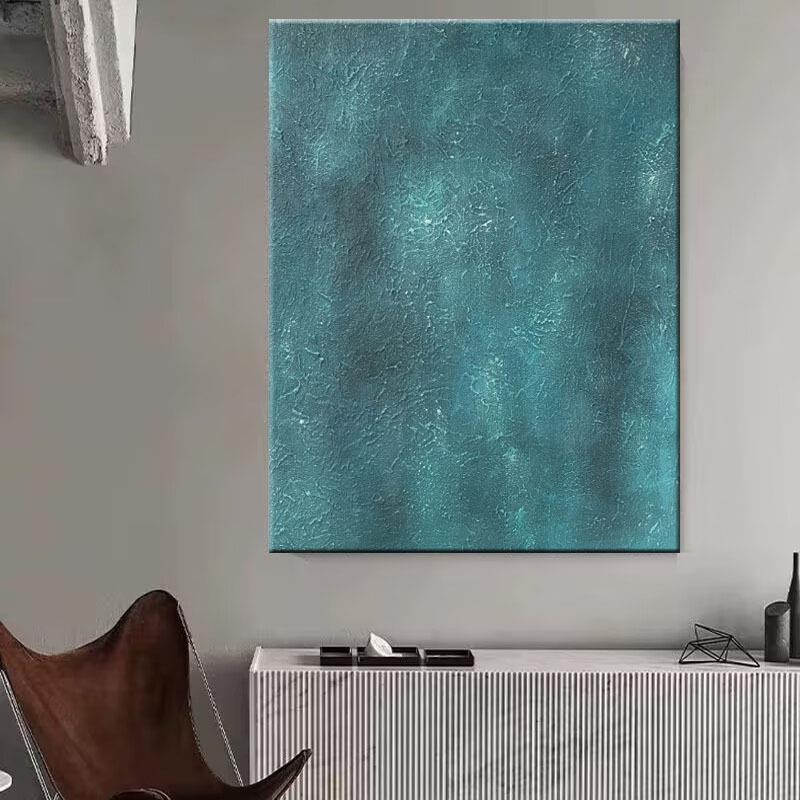 纯手工油画绿色肌理画客厅玄关装饰画纯色极简抽象艺术高级挂画