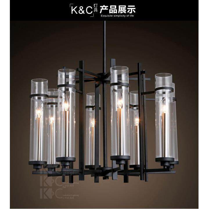 kc灯具美式复古简约烛台大吊灯复古拉尾灯泡餐厅个性玻璃多头吊灯