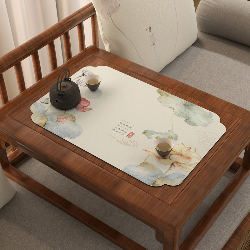 新中式茶席茶台吸水凉垫矽藻泥垫子实木茶桌垫布R炕几桌旗禅意沥