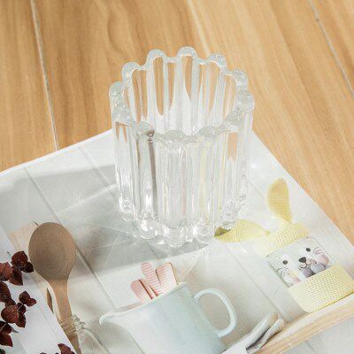 简约北欧台面透明餐烛台蜡烛玻璃彩色杯小晚光摆件客厅浪漫烛餐厅