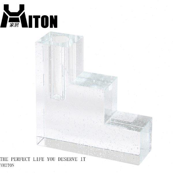 北欧轻奢透明玻璃花瓶创意阶梯式花器客厅插花餐桌软装饰品摆件