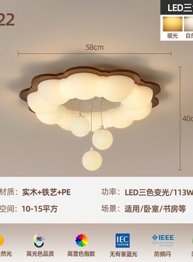 黑胡桃木客厅主灯高端实木全光谱A新中式简约大厅灯卧室中古吸顶