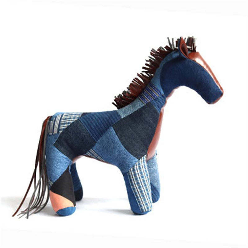 手工蓝靛染土布拼布布偶娃娃动物公仔文艺L非遗文创民族文化礼品