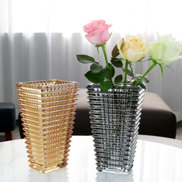 北欧轻奢网红玻璃璀璨水晶花瓶透明创意水养玫瑰百合客厅插花摆件