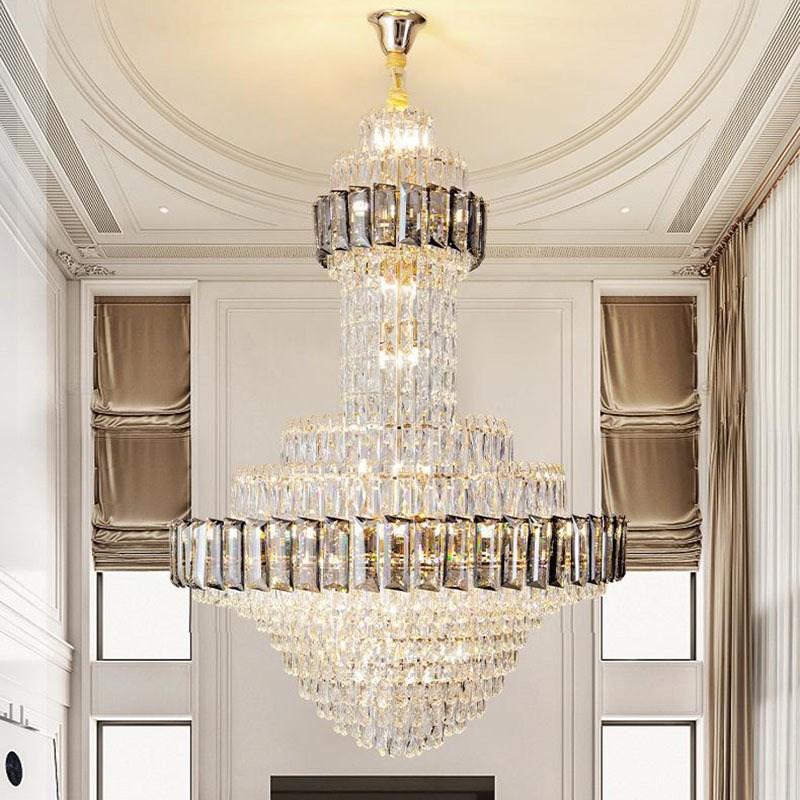 别墅水晶大吊灯轻奢水晶灯楼中楼复式大气酒N店工程宴会厅高档灯