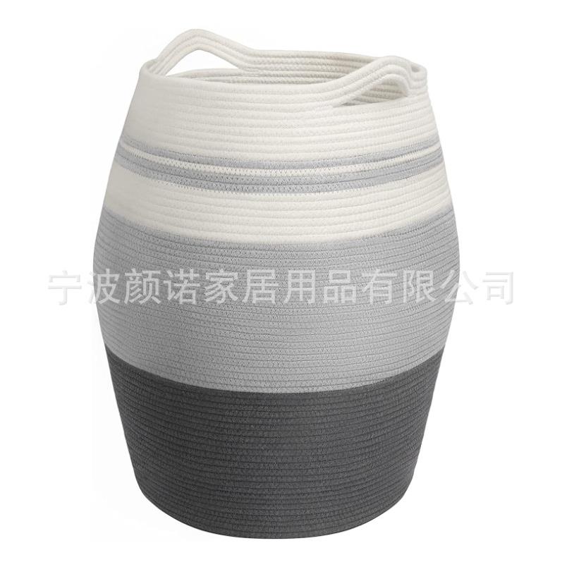 可折叠鼓肚款脏衣篮大号棉线棉绳脏衣篓洗衣篮 大容量衣服储物篮