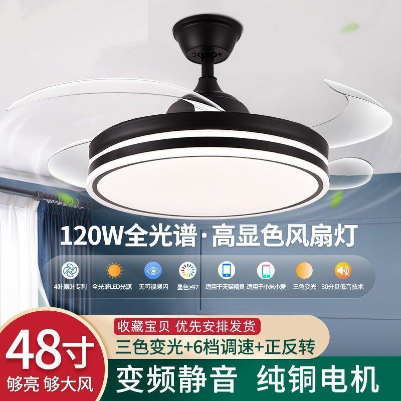 隐形风扇灯2024新款吊扇灯吸顶家用客厅餐厅卧室带电扇灯吊灯一体