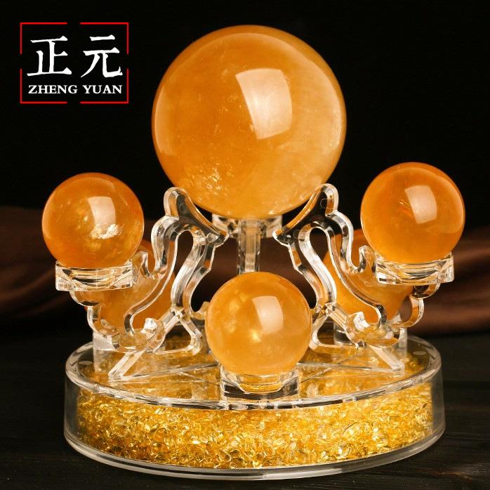 厂家天然水晶球摆件天然原石打磨工艺品水晶球七星阵支架款