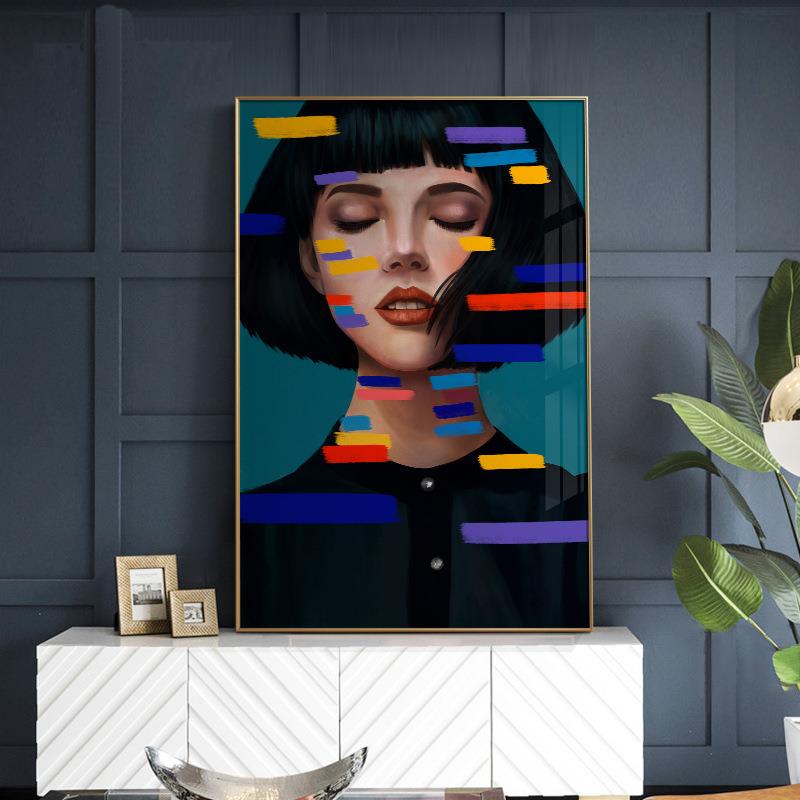 北欧轻奢抽象艺术人物展厅装饰画服装店直播间创意壁画电视柜摆画
