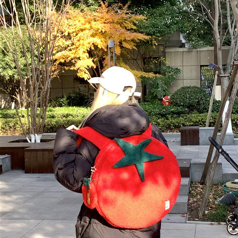 【红薯同款】番茄双肩包女包学生上学背包春游户外出行大容量