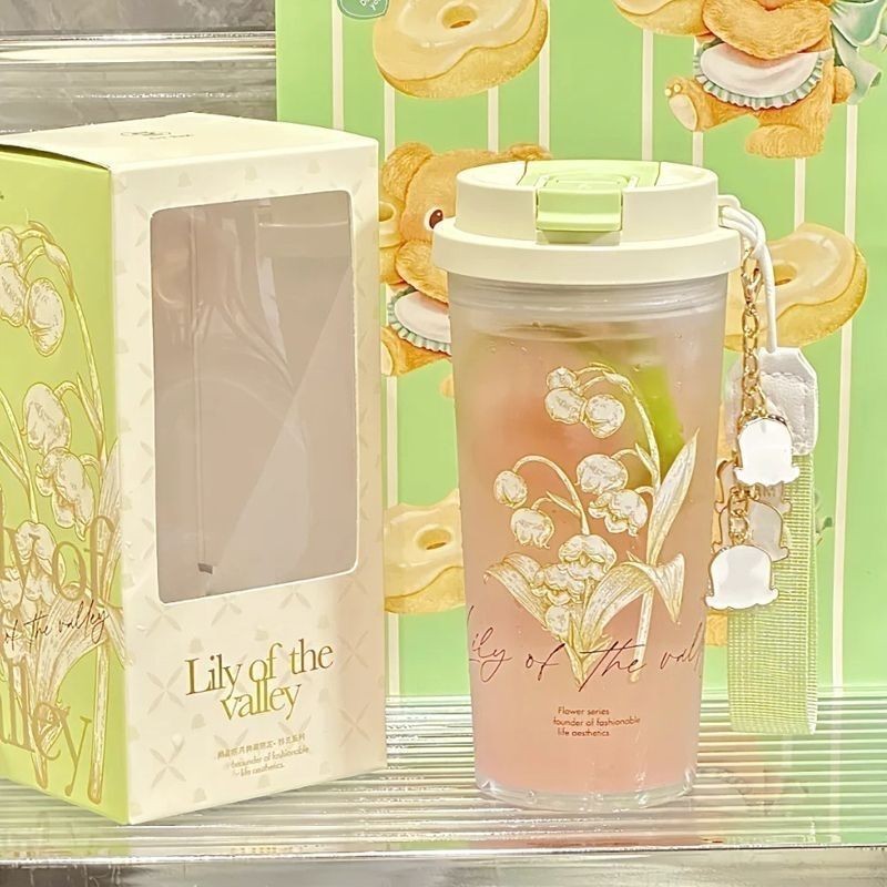 高颜值大容量吸管杯提绳便携
