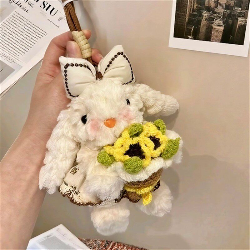 高颜值卡通垂耳兔毛绒玩具挂件向日葵花束公主裙子背包挂饰钥匙扣