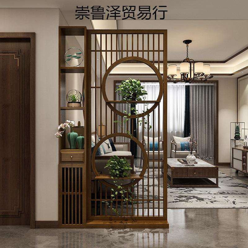 新中式实木屏风格栅玄关柜客厅家用正对大门入户进门遮挡玄关隔断
