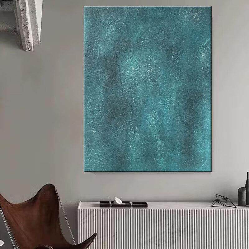 纯手工油画绿色肌理画客厅玄关装饰画纯色极简抽象艺术高级挂画