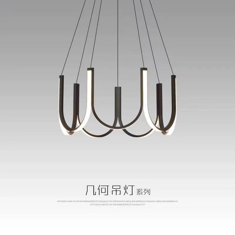 几何U型吊灯北欧极简客厅灯设计师创意个性卧室轻奢酒店U形餐厅灯