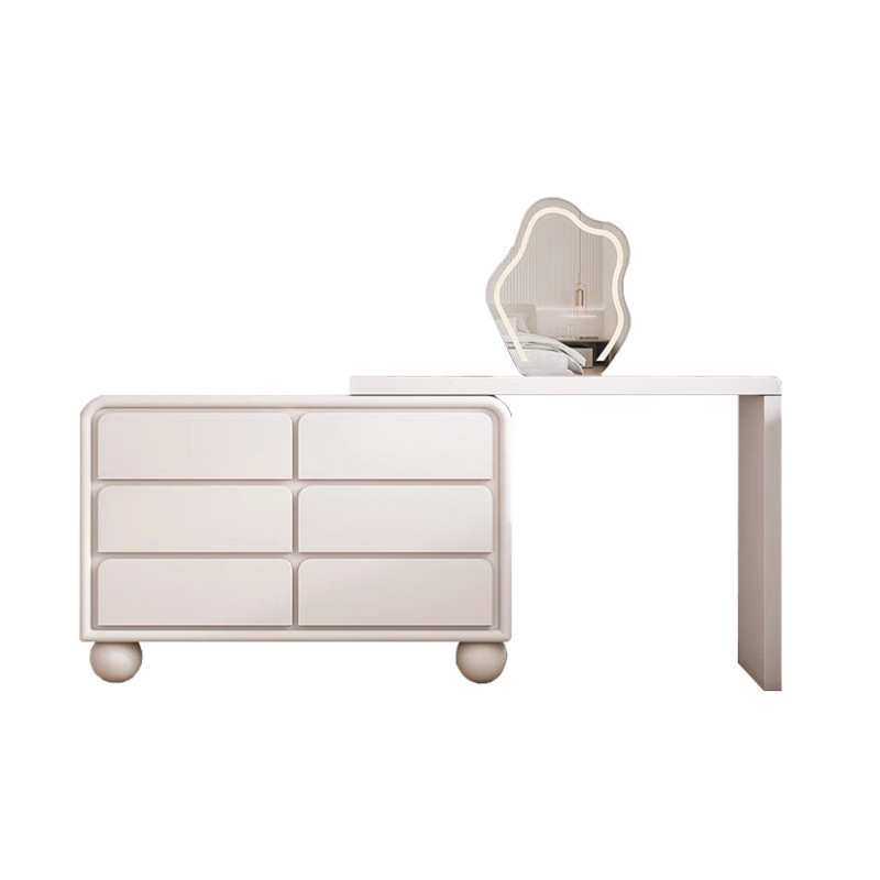 轻奢奶油风梳妆台斗柜收纳柜现代简约可伸缩转角化妆桌子一体,3C数码配件,USB灯,淘宝优惠券,粉丝福利购,淘宝优惠卷