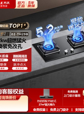方太02-TH29B嵌入式燃气灶5.2KW家用天然气台大火力